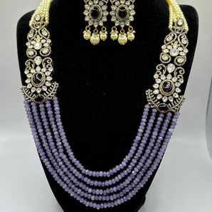 Mangatrai inspired semi precious beads w moissanite and kota stones