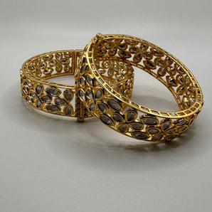 Tyaani inspired Kundan bangles set in beautiful stones openable 22k gold electroplated