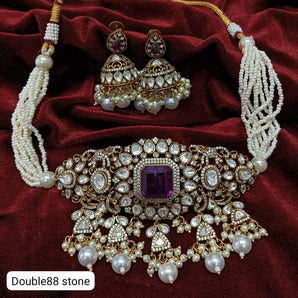 Traditional Polki and Pearls necklace
