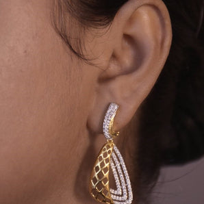 CZ Triangle Dangle Earrings
