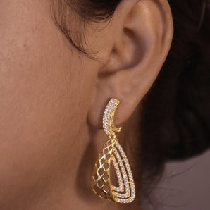 CZ Triangle Dangle Earrings