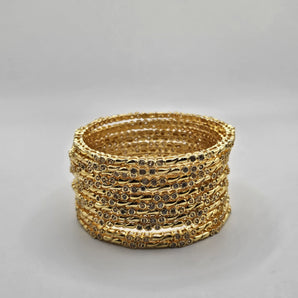 Set of 12 bangles CZ studded gold plated 14 karat