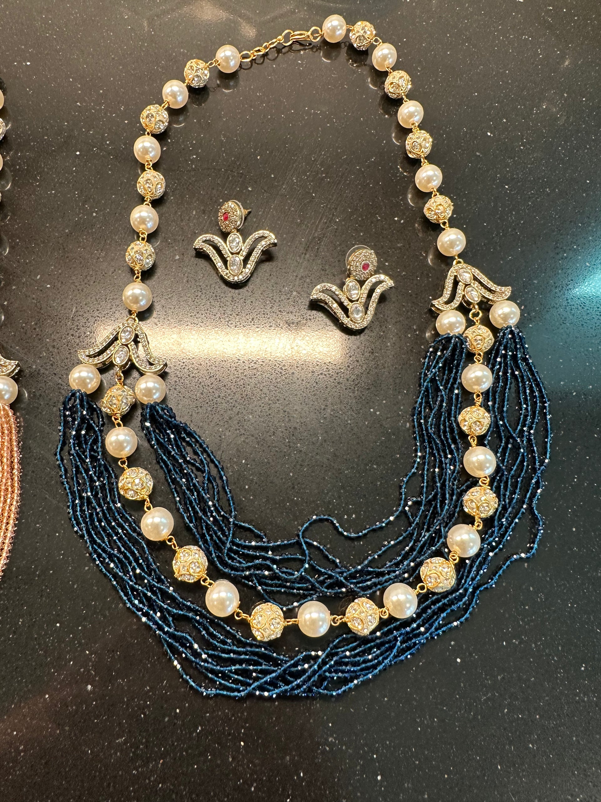 ネックレス・ペンダント Pearl with Onyx Beads Necklace #7733 RCJPN-0331.jpg