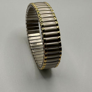 Expandable wrist bracelet w gold and gunmetal finish