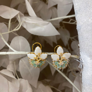 Teal Lagoon Elegance CZ Pearl Earrings