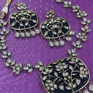 Inlay Kundan Necklace with Earrings.