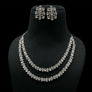 Two layered Moissanite necklace with studs