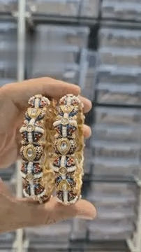 Video of meenakari kundan enamel bangle pair shown from all angles