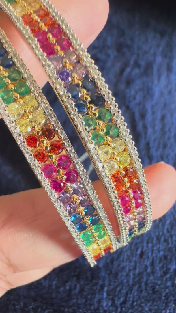 Video of the rainbow multicolor crystal bangles with soft background music