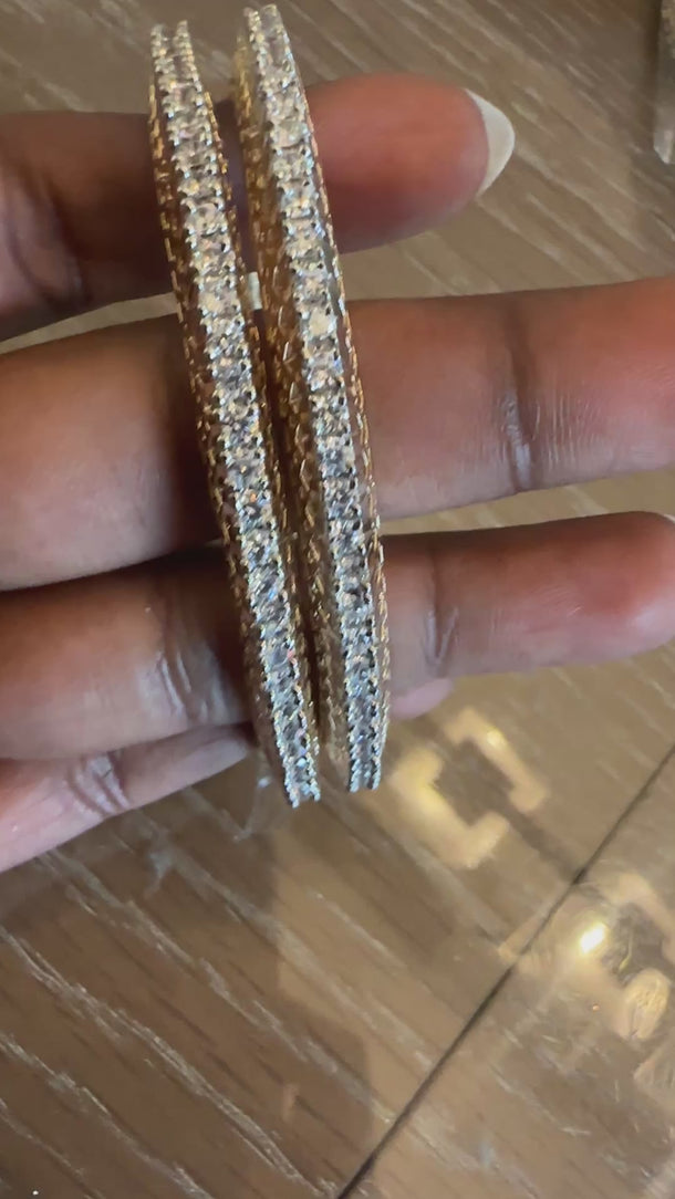 Video of marquise CZ slim kada bangles showing two-tone finish and sparkle